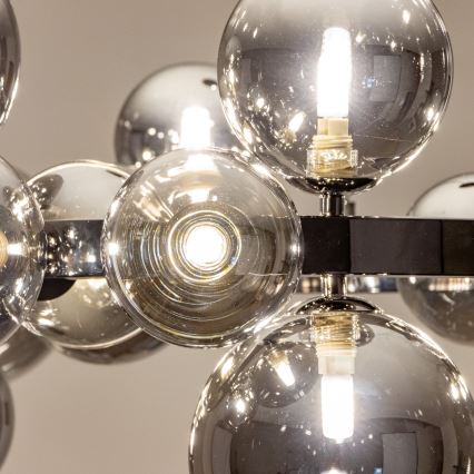 Brilagi - Lustre LED suspenso por cabo MILLA 15xG9/3W/230V cromado preto/fumê