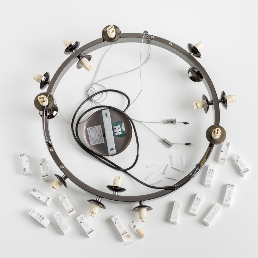 Brilagi - Lustre LED suspenso por cabo MILLA 15xG9/3W/230V cromado preto/fumê