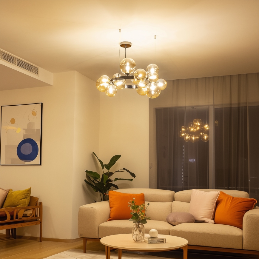 Brilagi - Lustre LED suspenso por cabo MILLA 15xG9/3W/230V preto cromado/dourado