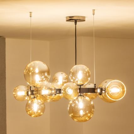 Brilagi - Lustre LED suspenso por cabo MILLA 15xG9/3W/230V preto cromado/dourado