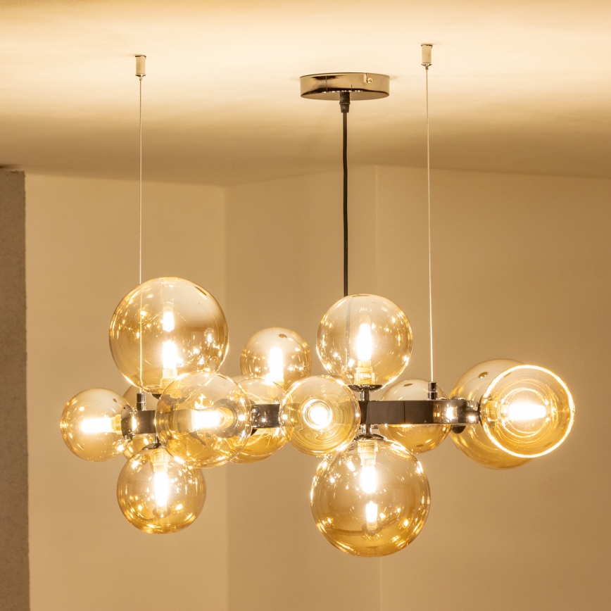 Brilagi - Lustre LED suspenso por cabo MILLA 15xG9/3W/230V preto cromado/dourado