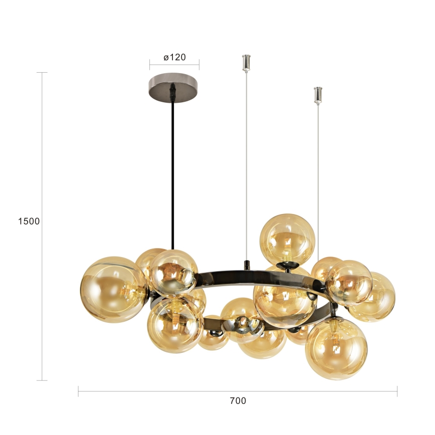 Brilagi - Lustre LED suspenso por cabo MILLA 15xG9/3W/230V preto cromado/dourado