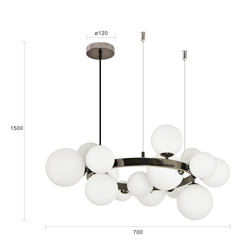Brilagi - Lustre LED suspenso por cabo MILLA 15xG9/3W/230V preto cromo/branco
