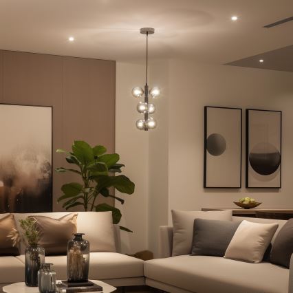 Brilagi - Lustre LED suspenso por cabo MILLA 6xG9/3W/230V cromado preto/vidro fumê