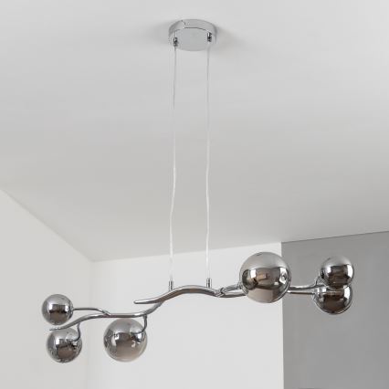 Brilagi - Lustre LED suspenso por cabo MISTEL 6xG9/3W/230V preto cromado/fumê