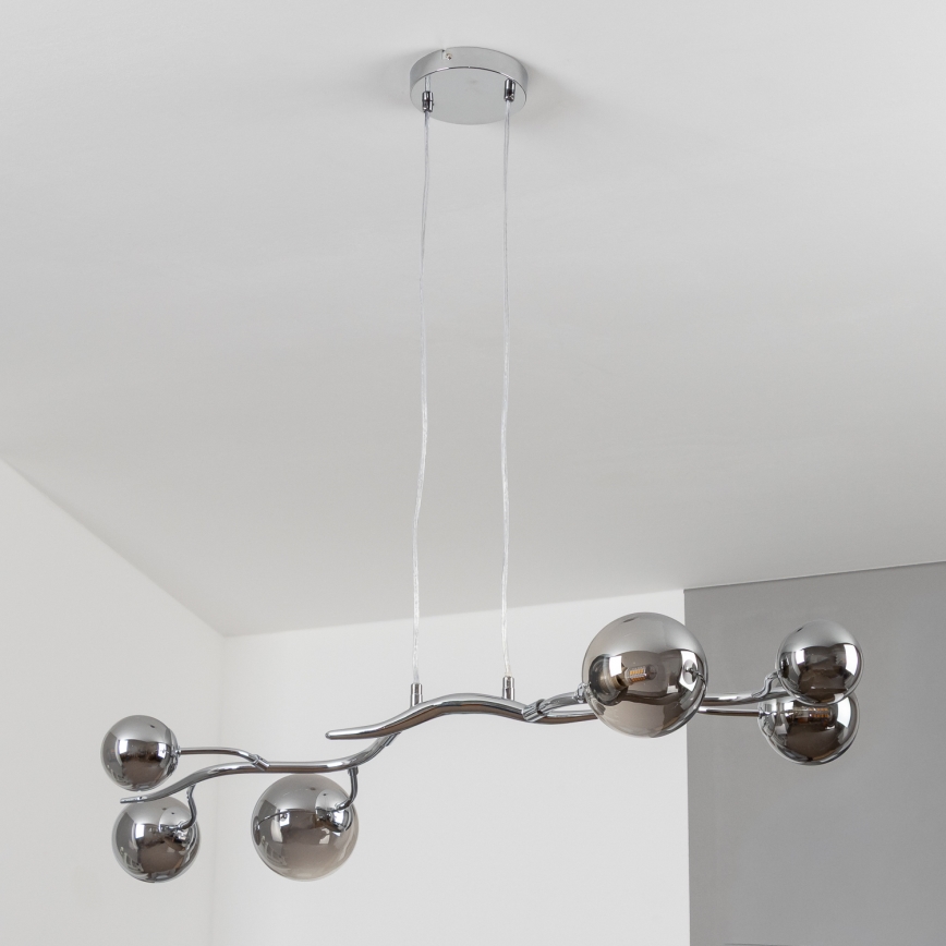 Brilagi - Lustre LED suspenso por cabo MISTEL 6xG9/3W/230V preto cromado/fumê