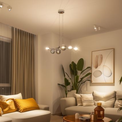 Brilagi - Lustre LED suspenso por cabo MISTEL 6xG9/3W/230V preto cromado/fumê