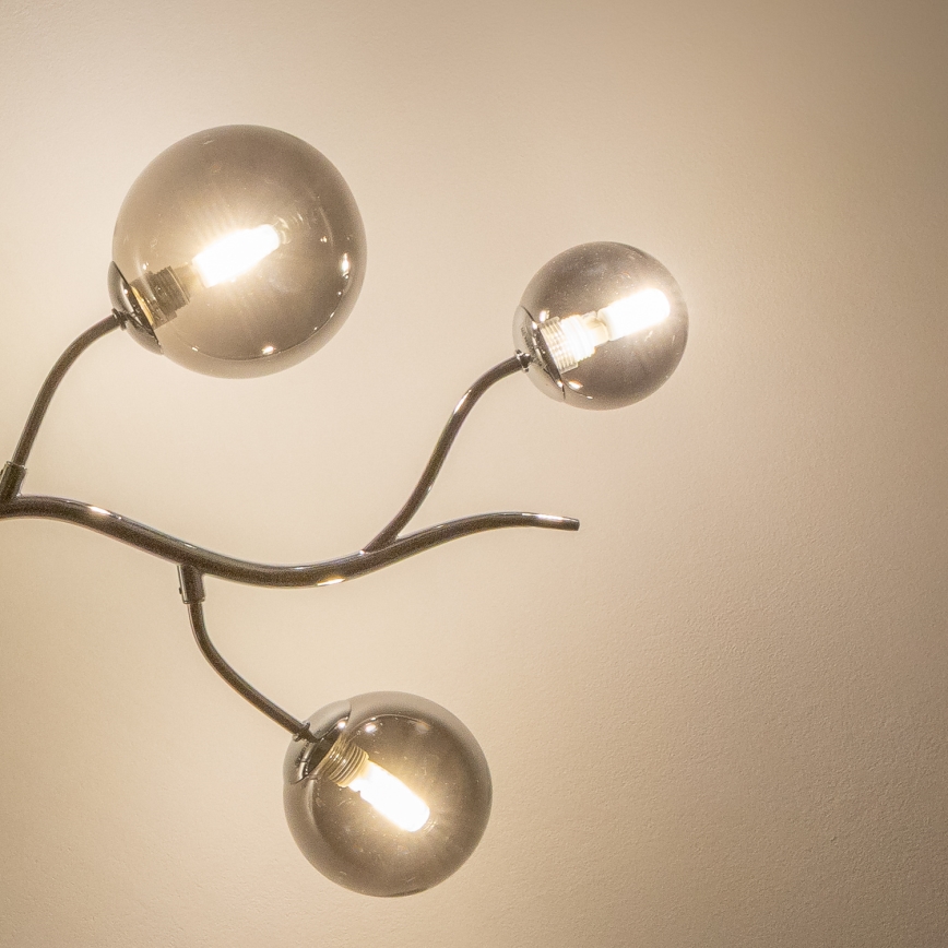 Brilagi - Lustre LED suspenso por cabo MISTEL 6xG9/3W/230V preto cromado/fumê