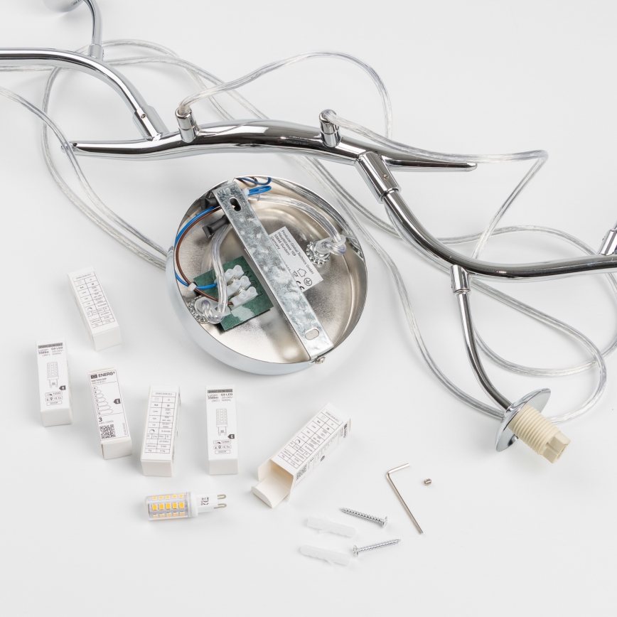 Brilagi - Lustre LED suspenso por cabo MISTEL 6xG9/3W/230V preto cromado/fumê