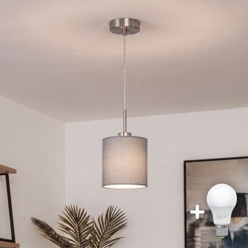 Brilagi - Lustre LED suspenso por cabo NUBILA 1x E27/60W/230V Ø 14 cm cinza claro