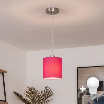 Brilagi - Lustre LED suspenso por cabo NUBILA 1xE27/60W/230V diâmetro 14 cm rosa