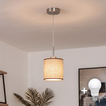 Brilagi - Lustre LED suspenso por cabo NUBILA 1xE27/60W/230V Ø 14 cm castanho