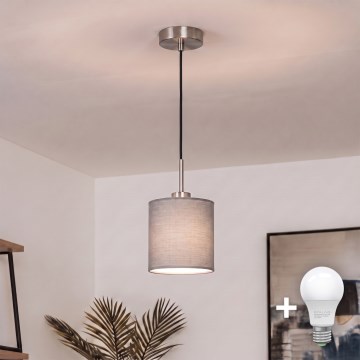 Brilagi - Lustre LED suspenso por cabo NUBILA 1xE27/60W/230V Ø 14 cm preto/cinza claro