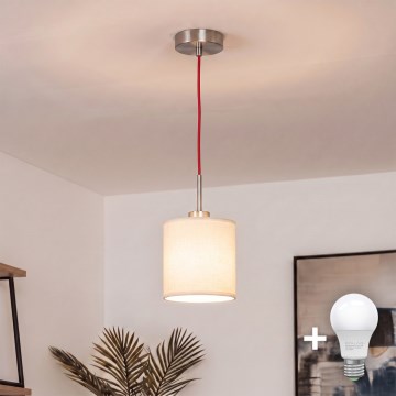 Brilagi - Lustre LED suspenso por cabo NUBILA 1xE27/60W/230V Ø 14 cm vermelho/creme