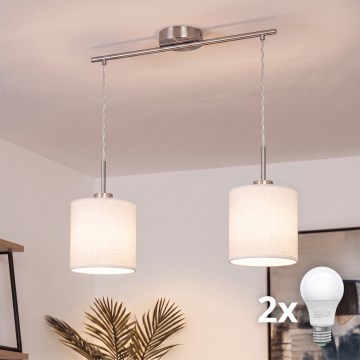 Brilagi - Lustre LED suspenso por cabo NUBILA 2xE27/60W/230V branco