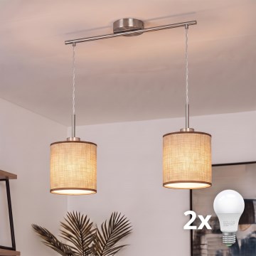 Brilagi - Lustre LED suspenso por cabo NUBILA 2xE27/60W/230V castanho