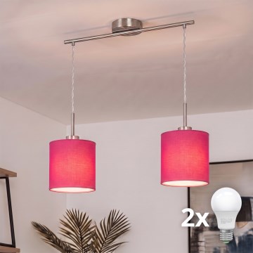 Brilagi - Lustre LED suspenso por cabo NUBILA 2xE27/60W/230V rosa
