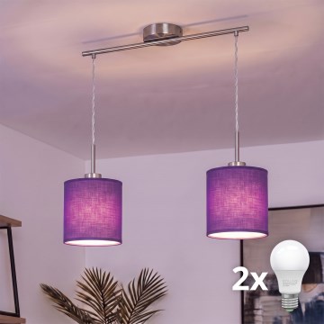 Brilagi - Lustre LED suspenso por cabo NUBILA 2xE27/60W/230V roxo