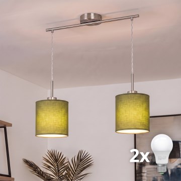 Brilagi - Lustre LED suspenso por cabo NUBILA 2xE27/60W/230V verde