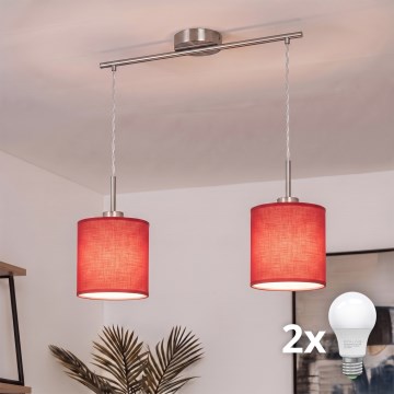 Brilagi - Lustre LED suspenso por cabo NUBILA 2xE27/60W/230V vermelho
