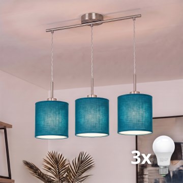 Brilagi - Lustre LED suspenso por cabo NUBILA 3xE27/60W/230V azul escuro