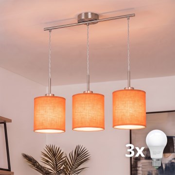Brilagi - Lustre LED suspenso por cabo NUBILA 3xE27/60W/230V laranja