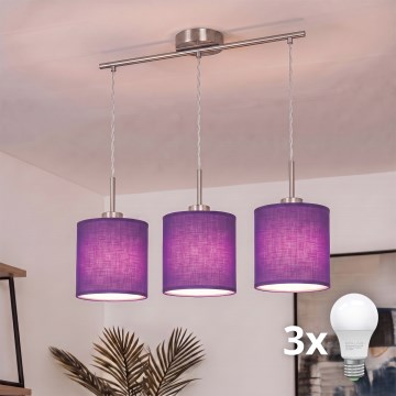 Brilagi - Lustre LED suspenso por cabo NUBILA 3xE27/60W/230V roxo
