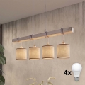 Brilagi - Lustre LED suspenso por cabo NUBILA 4xE27/60W/230V cinza/marrom