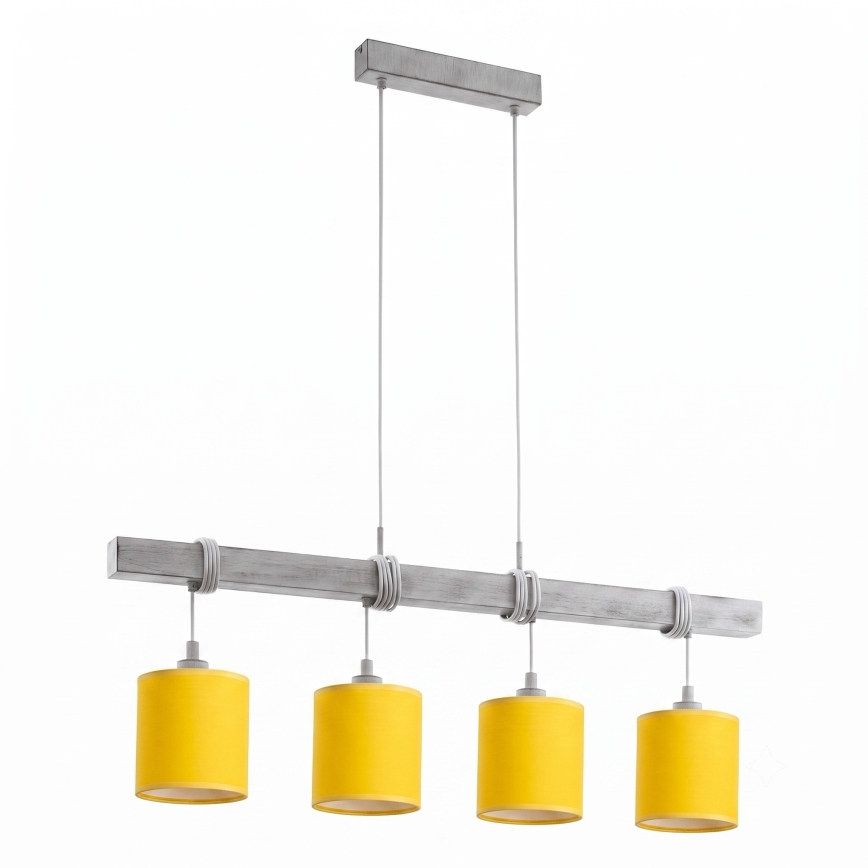 Brilagi - Lustre LED suspenso por cabo NUBILA 4xE27/60W/230V cinzento/amarelo