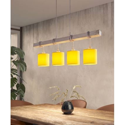 Brilagi - Lustre LED suspenso por cabo NUBILA 4xE27/60W/230V cinzento/amarelo