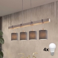 Brilagi - Lustre LED suspenso por cabo NUBILA 4xE27/60W/230V cinzento/antracite