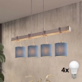 Brilagi - Lustre LED suspenso por cabo NUBILA 4xE27/60W/230V cinzento/azul-escuro
