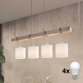 Brilagi - Lustre LED suspenso por cabo NUBILA 4xE27/60W/230V cinzento/branco