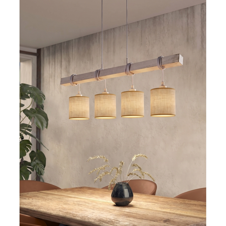 BRILAGI - Lustre LED suspenso por cabo NUBILA 4xE27/60W/230V cinzento/castanho claro
