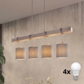 Brilagi - Lustre LED suspenso por cabo NUBILA 4xE27/60W/230V cinzento claro