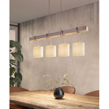 Brilagi - Lustre LED suspenso por cabo NUBILA 4xE27/60W/230V cinzento/creme