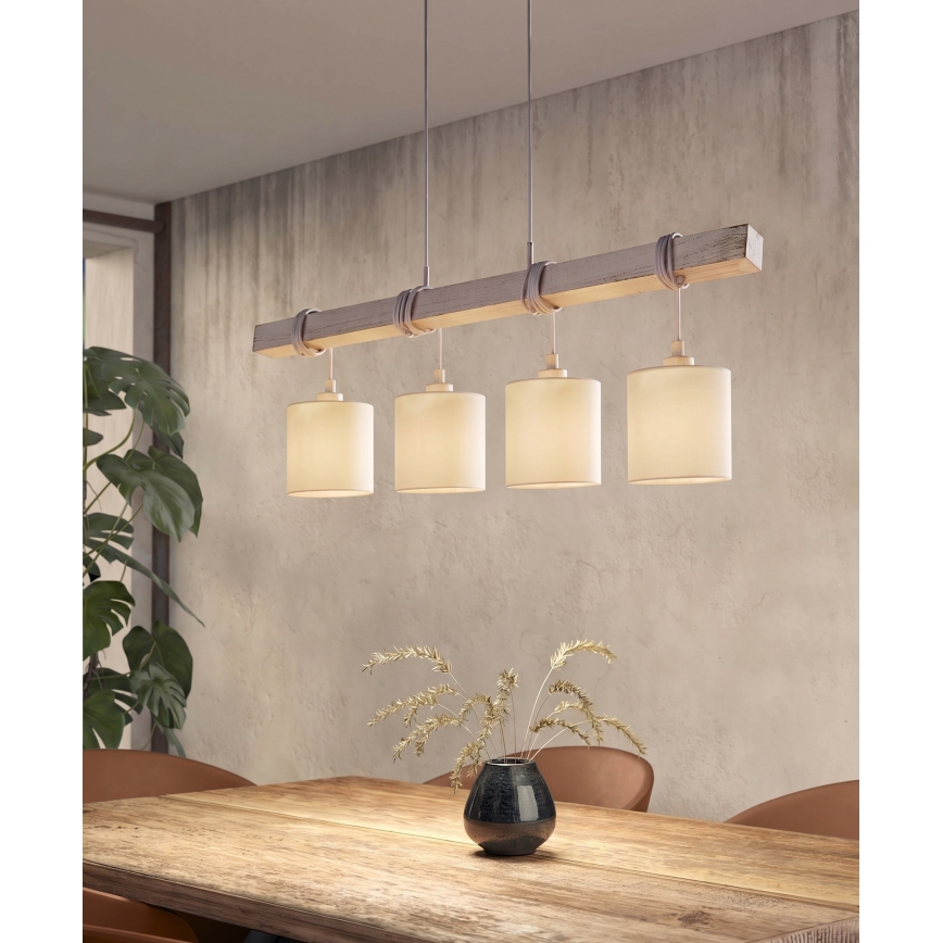 Brilagi - Lustre LED suspenso por cabo NUBILA 4xE27/60W/230V cinzento/creme