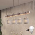 Brilagi - Lustre LED suspenso por cabo NUBILA 4xE27/60W/230V cinzento