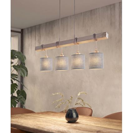 Brilagi - Lustre LED suspenso por cabo NUBILA 4xE27/60W/230V cinzento