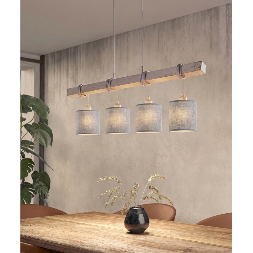 Brilagi - Lustre LED suspenso por cabo NUBILA 4xE27/60W/230V cinzento