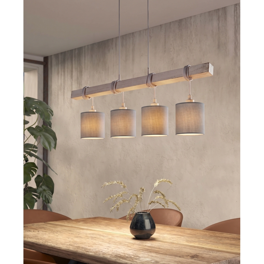 Brilagi - Lustre LED suspenso por cabo NUBILA 4xE27/60W/230V cinzento