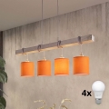 Brilagi - Lustre LED suspenso por cabo NUBILA 4xE27/60W/230V cinzento/laranja