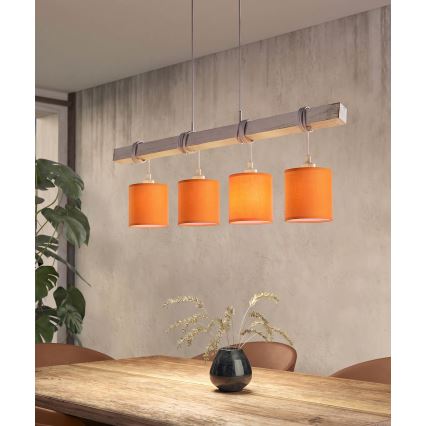 Brilagi - Lustre LED suspenso por cabo NUBILA 4xE27/60W/230V cinzento/laranja