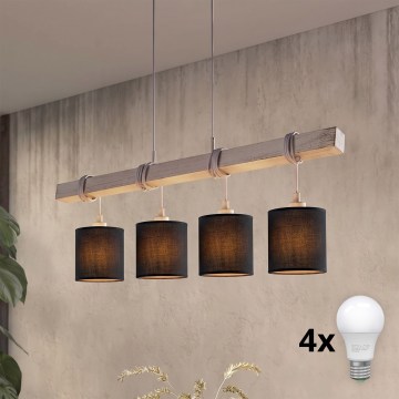 Brilagi - Lustre LED suspenso por cabo NUBILA 4xE27/60W/230V cinzento/preto