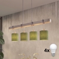 Brilagi - Lustre LED suspenso por cabo NUBILA 4xE27/60W/230V cinzento/verde