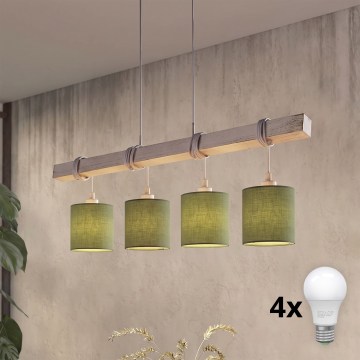 Brilagi - Lustre LED suspenso por cabo NUBILA 4xE27/60W/230V cinzento/verde