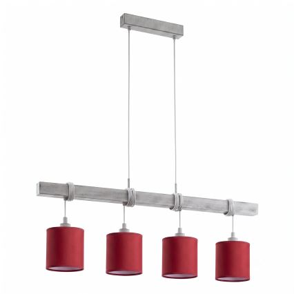 Brilagi - Lustre LED suspenso por cabo NUBILA 4xE27/60W/230V cinzento/vermelho pompeiano
