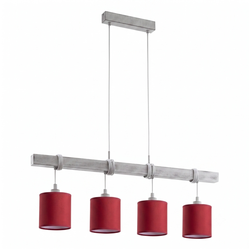 Brilagi - Lustre LED suspenso por cabo NUBILA 4xE27/60W/230V cinzento/vermelho pompeiano
