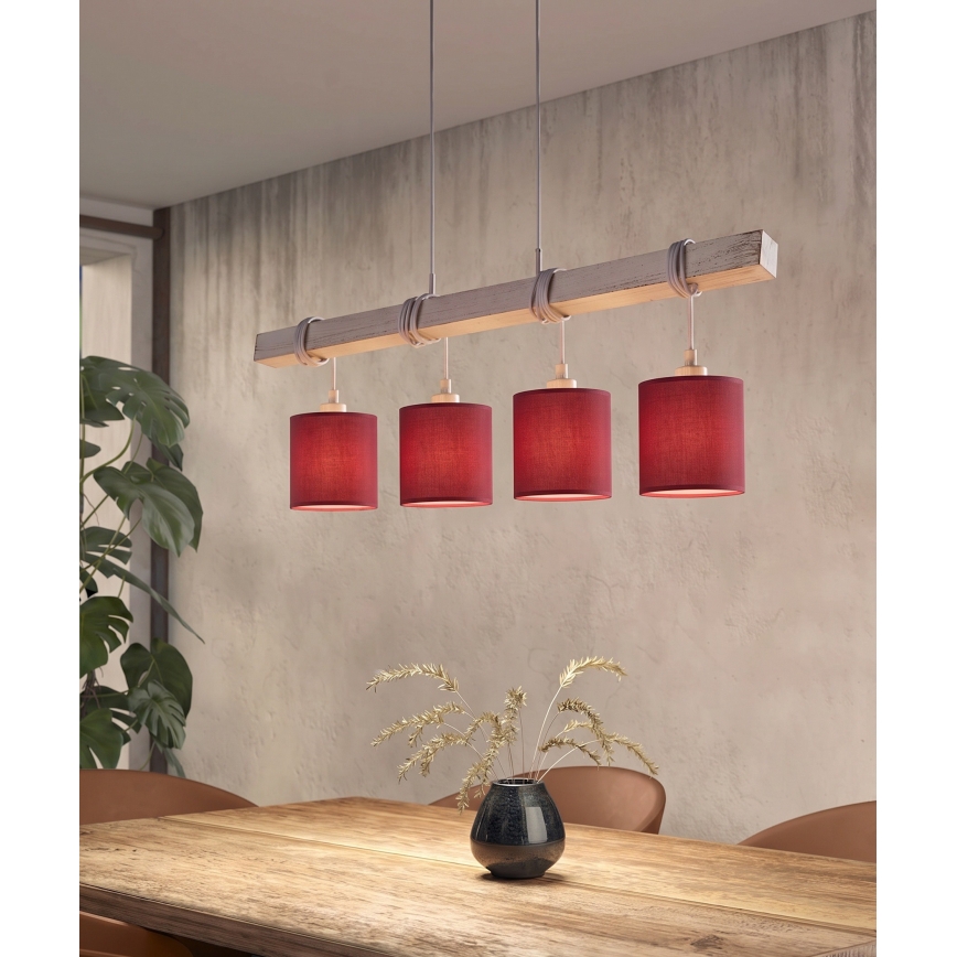 Brilagi - Lustre LED suspenso por cabo NUBILA 4xE27/60W/230V cinzento/vermelho pompeiano