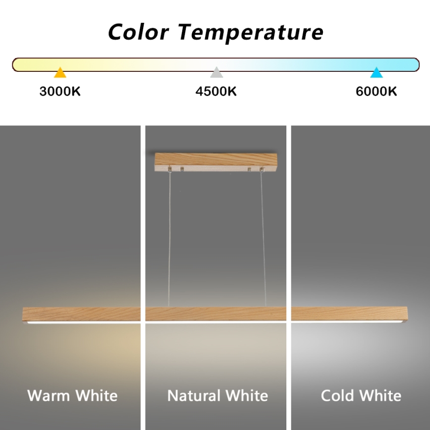 Brilagi - Lustre LED suspenso por cabo OAK LED/30W/230V 3000/4500/6000K carvalho